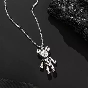 Ожерелье в стиле хип-хоп с медведем для мужчин и женщин, титановые стальные цепи, уникальный серебряный кулон, модные аксессуары для вечеринок 60cm
