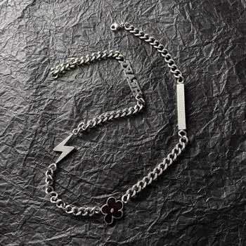 Ожерелье в стиле хип-хоп с алфавитом, мужское ожерелье из титановой стали с металлическим зондированием и молнией