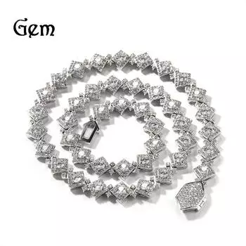 Ожерелье в стиле хип-хоп с бриллиантами в европейском и американском стиле, мужская индивидуальная ретро-квадратная цепочка с цирконием, ювелирные изделия на цепочке для свитера 16inch золотой