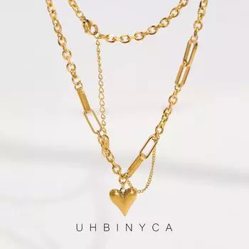Ожерелье в стиле хип-хоп в форме сердца, нержавеющая сталь, не выцветающие модные украшения для вечеринки золотой