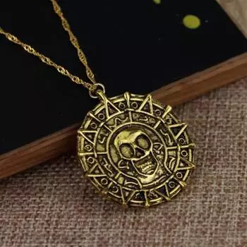 Ожерелье в стиле панк, крутые черепа, подвески в виде монет, ожерелья для мужчин, ожерелье «Пираты Карибского моря», винтажные ювелирные изделия медный