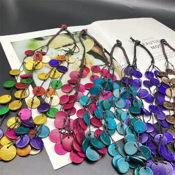 Ожерелье в стиле ретро из богемского дерева, пляжное ожерелье для женщин, длинное, антиаллергенное украшение 62cm розы красного