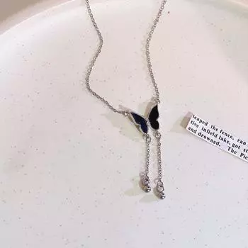 Ожерелье в стиле ретро с каплями масла, ожерелье с кисточками и бабочкой, цепочка на ключицу, ювелирные изделия