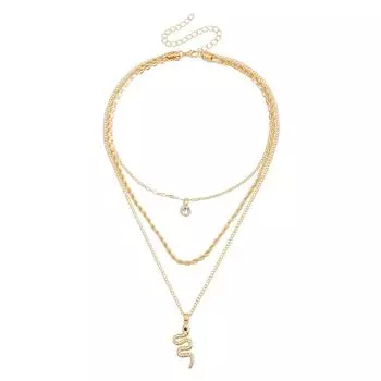 Ожерелье в стиле ретро с подвеской в виде змеи и капли воды, спиральная цепочка для ключицы, персонализированное трендовое ожерелье золотой