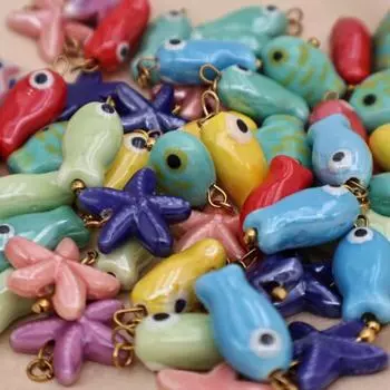 Ожерелье в стиле «сделай сам» в виде мини-рыбки, ювелирное изделие, колье в виде морской звезды, винтажная подвеска в виде рыбы, лето Pendant 4