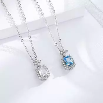 Ожерелье в виде ананаса из стерлингового серебра 925 пробы, подвеска в виде бутылки с водой из аквамарина из 18-каратного золота, цепочка на ключицу в виде флакона духов весом в один карат 925 Silver