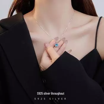 Ожерелье в виде цветка в стиле ретро Banyan Tree из серебра 925 пробы с цветным цирконом — модная роскошь для женщин, новая цепочка на ключицу в китайском стиле. silver plated with gold белый