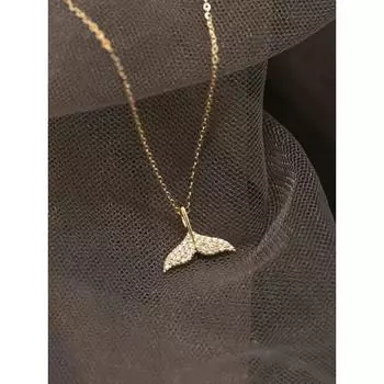 Ожерелье в виде дельфина из стерлингового серебра 925 пробы с инкрустацией из циркона, женская подвеска «рыбий хвост», универсальная двусторонняя цепочка на ключицу 925