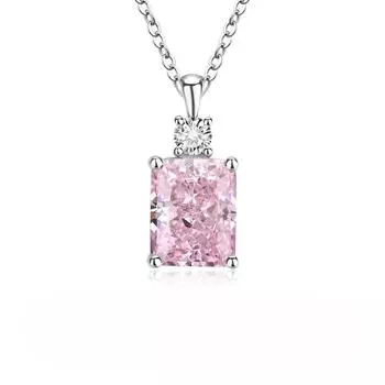 Ожерелье в виде флакона духов из стерлингового серебра S925, женская, высокого класса, 8А, огранка ледяного цветка, цветной циркониевый кулон, вспышка, 8 * 10, прямоугольная цепочка на ключицу