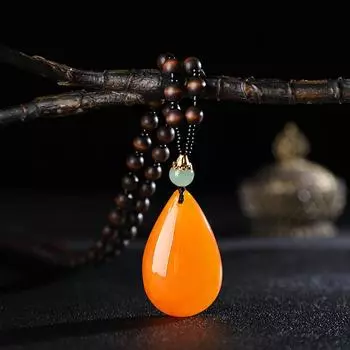 Ожерелье в виде капель воска с имитацией меда в этническом стиле с деревянными бусинами, длинная цепочка для свитера, женская подвеска