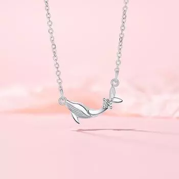 Ожерелье в виде кита из нержавеющей стали, женственная цепочка на ключицу