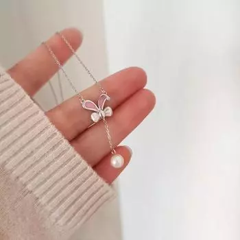 Ожерелье в виде кролика, женский год кролика, натальный год, розовая цепочка на ключицу из нержавеющей стали