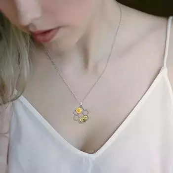 Ожерелье в виде пчелы, украшение в виде цветов и сот, ожерелье со стразами, женский подарок, регулируемая цепочка, ожерелье с романтическим символом любви, ювелирные изделия A