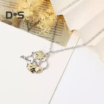 Ожерелье в виде пчелы, украшение в виде цветов и сот, ожерелье со стразами, женский подарок, регулируемая цепочка, ожерелье с романтическим символом любви, ювелирные изделия A