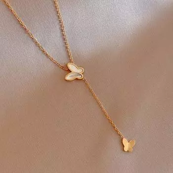 Ожерелье в виде ракушки высокого уровня, легкий, роскошный дизайн, ожерелье из титановой стали и бабочки на ключице