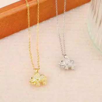 Ожерелье в виде слона для женщин, цепочка со слоном и стразами на ключице, благоприятное украшение в виде животного для подруги, сестры золотистый