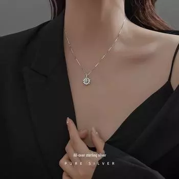 Ожерелье в виде снежинки из серебра 925 пробы Banyan Tree — легкий роскошный дизайн, идеальный подарок девушке на день рождения или Новый год в 2022 году. NS828 белого золота