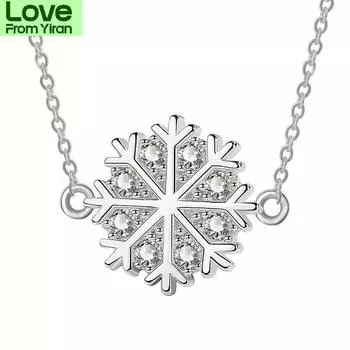 Ожерелье в виде снежинки, женская цепочка на ключицу из стерлингового серебра S925, простая и холодная, маленькие люди дарят подарки друзьям розового золота