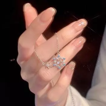 Ожерелье в виде снежинки женское легкое роскошное нишевое романтичное девичье сердце ключичная цепочка модное темпераментное пригородное из нержавеющей стали