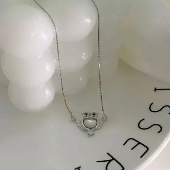 Ожерелье в виде совы из ракушки, симпатичное маленькое животное, цепочка на ключицу, темперамент, универсальный, новый тренд, ниша