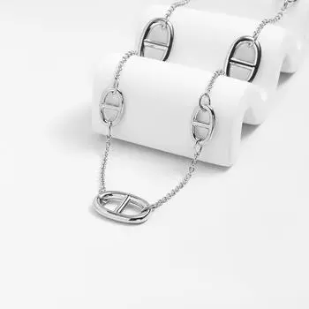 Ожерелье в виде свиного носа, длинное серебряное ожерелье, цепочка для свитера, женская, высокая чувствительность 2025, новинка, популярная, легкая, роскошная, ниша