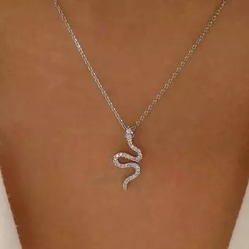 Ожерелье в виде змеи для мужчин и женщин, кулон в виде змеи для пары, универсальный кулон в виде змеи в стиле ретро, цепочка для свитера для женщин серебряный