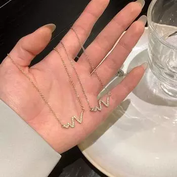 Ожерелье Wave Line, женское, летнее, легкое, роскошное, с микроинкрустацией цирконием, с цепочкой на ключицу из нержавеющей стали