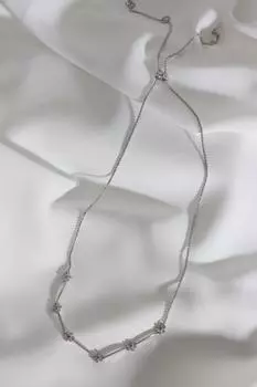 Ожерелье вечернего платья из камня серебряного цвета с лифтом в виде цветка