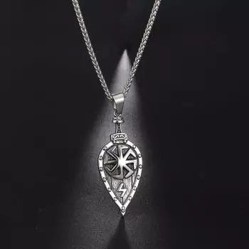 Ожерелье викингов, щит, славянский амулет, нержавеющая сталь