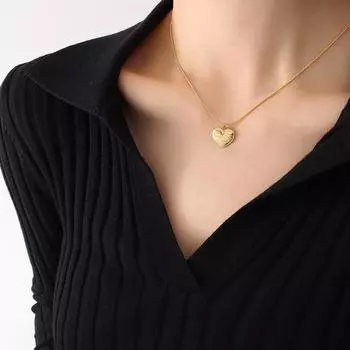 Ожерелье Wind Metal, подвеска Love с волнистыми краями и надписью, цепочка на ключицу из титановой стали P632