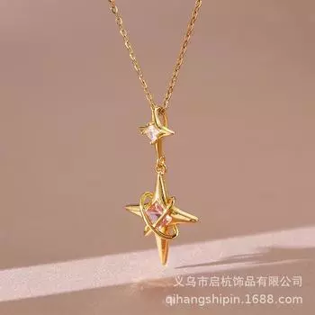 Ожерелье Wind Octagram для женщин, модный тренд, темперамент, индивидуальность, универсальная подвеска из циркония, цепочка на ключицу