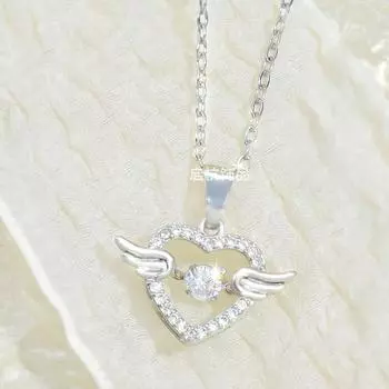 Ожерелье Wind Smart Love для женщин, простое, универсальное, модное, бьющееся сердце, подвеска в виде крыльев, слегка инкрустированная цепочка для ключицы