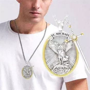 Ожерелье воина-убийцы ангела-дракона круглой формы с необычным дизайном серебряный