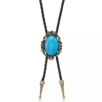 Ожерелье-воротник Пуаро в стиле панк-ретро с простым бирюзовым узором из сплава для мужчин бронзовый