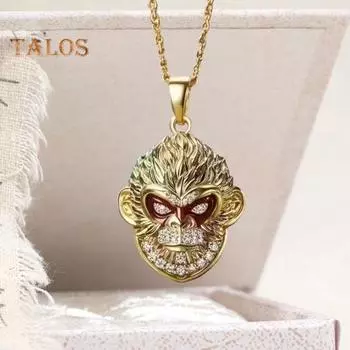 Ожерелье Wukong унисекс со стразами, украшение 3D Wukong, полированная медь, регулируемая длина, игровой фанат, подарок на каждый день, украшение на шею B