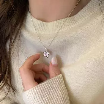 Ожерелье XINGX из чистого серебра S925 с розовым цирконием для женщин Ins Fresh Exquisite Light Luxury High-Class Sense Temperament Clavicle Chain 925