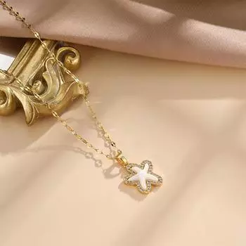 Ожерелье Xiulu Starfish Pearl, женская, чувственная, универсальная, трендовая, с микро-инкрустацией, подвеска на ключицу