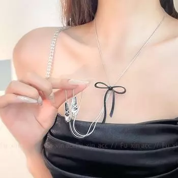 Ожерелье Y2K Fairy Bow: Балетный аксессуар из сплава, серия Niche Forest, осень/зима 2024 г. n0855