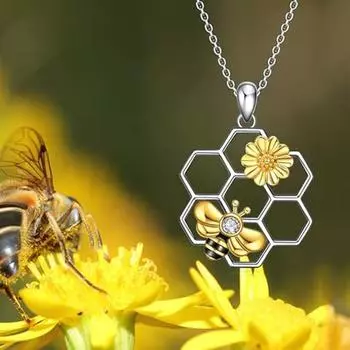 Ожерелье Yousheng Bee с цветочным и сотовым декором, ожерелье со стразами, женское подарочное регулируемое ожерелье с цепочкой, романтическое украшение с символом любви A