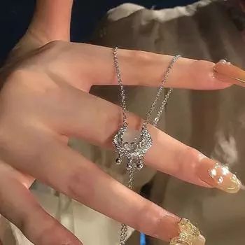 Ожерелье-замок Сянъюнь в стиле гуофэн, «Пин Ань», «Благоприятный», Премиум, Легкая роскошь, Китайский дизайн, Женская цепочка для ключицы