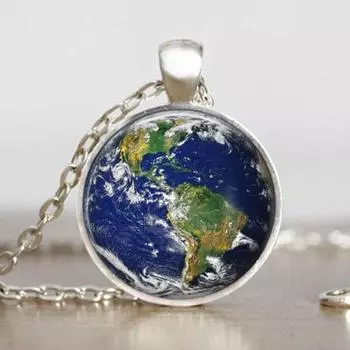 Ожерелье «Земля», кулон «Земля», Ювелирные изделия «Земля», Ожерелье с подвеской «Галактика Земля» Ювелирные изделия «Галактика», подарок на день рождения