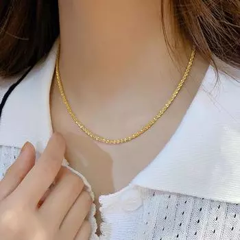 Ожерелье женская мода простая высокая чувственность цветная капуста ключичная цепочка универсальная позолоченная цепочка 24 карат