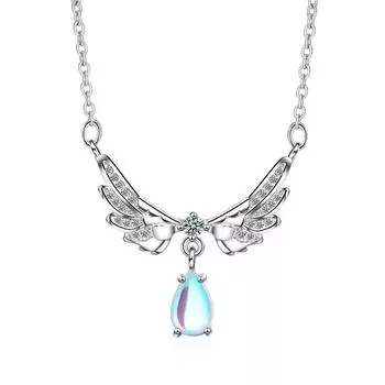 Ожерелье Женские крылья Лунный камень Ключичная цепь Темперамент Сто студентов Аксессуары Подарок для девушки Ожерелье Ювелирные изделия Copper