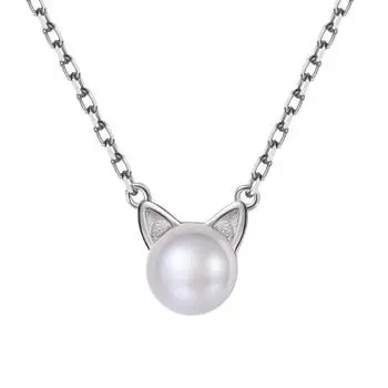 Ожерелье Женский Милый Котенок Жемчуг Милые Кошачьи Уши Кошачья Ключица Цепь Тренд Аксессуары Подвеска Copper (White Gold)