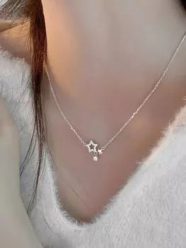 Ожерелье Женское, бриллиантовая пятиконечная звезда, цепочка Power, женская, легкая, роскошная, с чувством роскоши, универсальная, темпераментная, ключичная цепочка