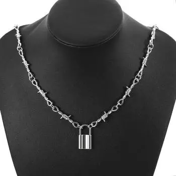 Ожерелье женское хип-хоп готический панк замок железное ожерелье ювелирные изделия