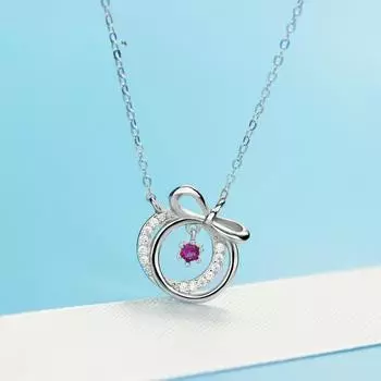 Ожерелье женское из стерлингового серебра S925, простое модное ожерелье с красным бриллиантом и подвеской на ключицу 925