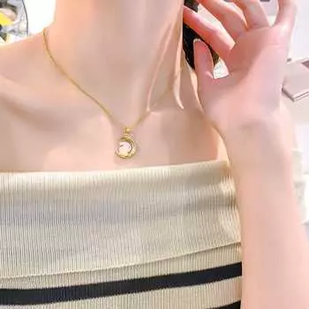 Ожерелье Женское Лунное Цепь Подвеска Простота Милые Кролики Ожерелья Для Женщин Ювелирные Изделия Аксессуары Шарм Подарки Для Вечеринок