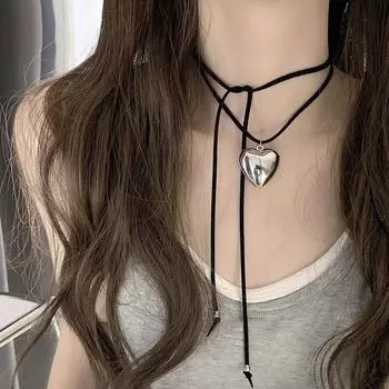 Ожерелье Женское Милое Крутое Малышки Любовь Черный Веревочный Кружевной Воротник Мода Универсальный Ключица Цепь Шеи Цепь Прилив