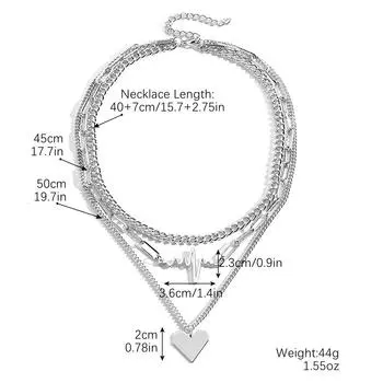 Ожерелье женское премиум Sense металлическое сердце кулон взрывной многослойный ECG Love ожерелье